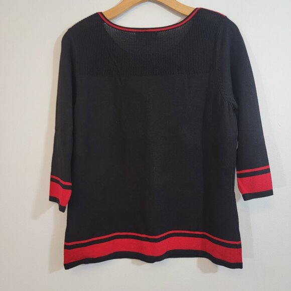 Laura Petites Sweater Red Navy Blue 3/4 Sleeve Womens Sz PM Style 0754‎ NEW NWT - Picture 4 of 6